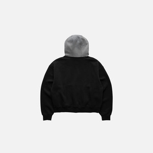 เสื้อฮู้ดดี้ทรงบ็อกซี่สีดำ DE BASE พร้อมฮู้ดสีเทาตัดกัน เสื้อสเวตเชิ้ตทรงหลวมสไตล์โอเวอร์ไซส์สำหรับใส่ลำลองทุกวัน - Product Image 2
