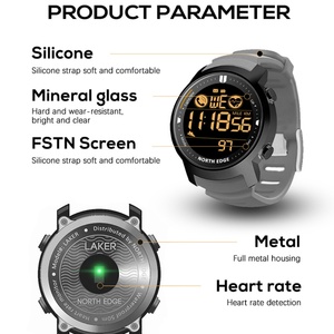 Montre numérique pour homme NORTH EDGE Laker, sportive, étanche 50 m, podomètre, montre connectée, moniteur de fréquence cardiaque, bracelet Android - Product Image 6