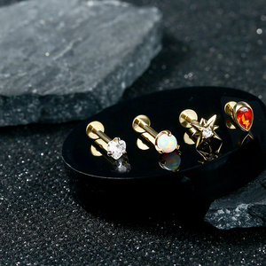 ท็อปอช หิน ดอกไม้ ดาว Labret กระดูกอ่อน Tragus Daith ดันไร้สายสไตล์สตั๊ด <span class=keywords><strong>14K</strong></span> ทองคําแท้แหวนเข็มจมูกเจาะ - Product Image 5