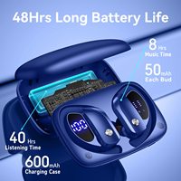 Écouteurs Bluetooth sans fil Bmani T16 personnalisés, style identique, couleur au choix, avec affichage LED et crochets d'oreille pour le sport