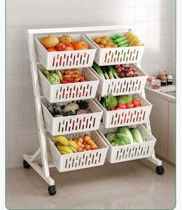 Étagère de rangement de <span class=keywords><strong>cuisine</strong></span> <span class=keywords><strong>avec</strong></span> panier triangulaire amovible, design incliné pour <span class=keywords><strong>un</strong></span> rangement facile des fruits, légumes et articles divers - Product Image 1