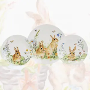 20 pièces 24 pièces en céramique Pâques printemps lapin collection dîner ensemble