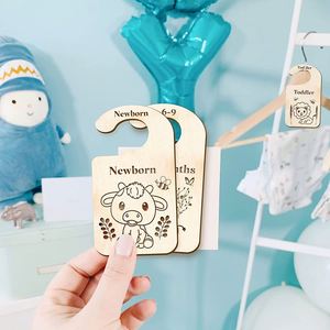 Wholesale Newborn Classification Tag Elegant Wooden Divider With Engraved for Baby Clothes Organizer - Product Image 2