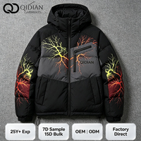 Blouson matelassé personnalisé pour homme, style streetwear, color block, à capuche, chaud, coupe-vent, ample, manteau d'hiver décontracté pour l'extérieur, OEM