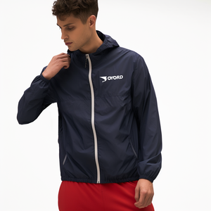 カジュアルポリエステル防水メンズウインドブレーカージャケットスポーツ用カスタム印刷ロゴ付き - Product Image 1