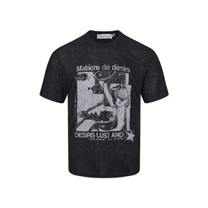 Camiseta Blanca con Estampado Gráfico, Cuello Redondo, Manga Corta, de Algodón, Estilo Urbano para Hombre - Product Image 5