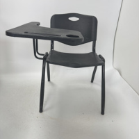 Chaise d'étudiant en plastique avec tablette d'écriture, porte-gobelet et porte-livre