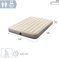 INTEX 64102 64103 Beflockte aufblasbare Luft matratze in voller Größe 1,37 m x 1,91 m x 25cm
