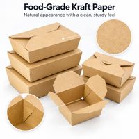 Boîte d'emballage alimentaire jetable biodégradable en kraft brun, boîte à lunch en papier écologique, boîte portable