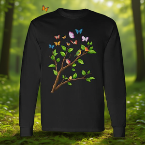 T-shirt a maniche lunghe con stampa floreale, girocollo, abbigliamento unisex per adulti - Product Image 3