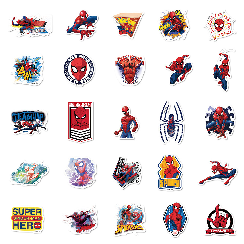 Lot 35 Autocollants Spiderman Graffiti – Stickers Vinyle Imperméables – PC, Skate, Voiture, Bagage