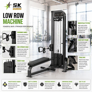 Máquina de <span class=keywords><strong>remo</strong></span> sentado con carga de placas SK Commercial, equipo profesional de entrenamiento de fuerza para espalda con selector de peso para gimnasio - Product Image 2