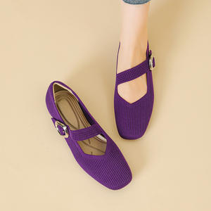 Scarpe estive Casual da principessa <span class=keywords><strong>nere</strong></span> <span class=keywords><strong>Mary</strong></span> <span class=keywords><strong>Jane</strong></span> lavorate a maglia con Slip-On a testa quadrata morbida Sole leggera antiscivolo traspirante - Product Image 4