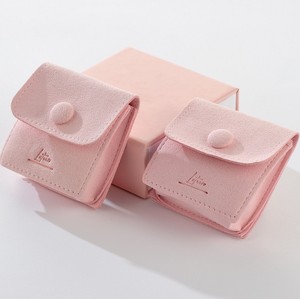 Bolsa de Almacenamiento para Anillos de Microfibra de Alta Calidad y Gran Grosor, Bolsa para Joyería con Logotipo Grabado Personalizado, Tamaño Pequeño, con Botón - Product Image 3