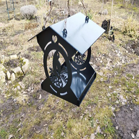 Mangeoire surélevée pour oiseaux JH-Mech, design géométrique, pose stable sur le sol, en acier au carbone résistant à la rouille, pour extérieur, avec poteau