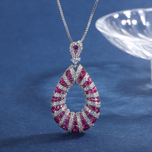 Boucles d'oreilles pour femmes en plaqué or avec pendentif trésor couleur zircon ensemble Pigeon artificiel rouge sang pour les fêtes - Product Image 3
