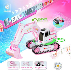 Escavatore RC in Metallo 1:24 con Musica e Luci, Camion Giocattolo Telecomandato a 6 Canali Rosa con Caricabatterie - Product Image 5