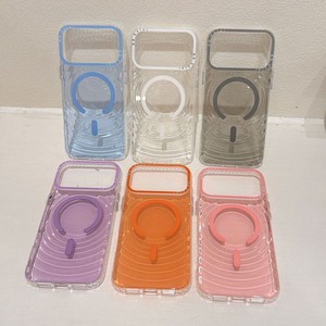 Funda magnética transparente con diseño de ondas para iPhone 14 Pro Max, 15, 16, 17, en varios colores, para la parte trasera del móvil. - Product Image 2