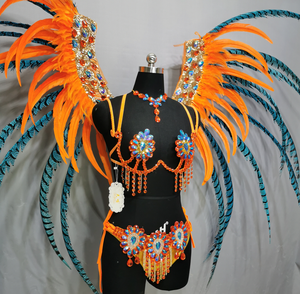 Traje <span class=keywords><strong>de</strong></span> Danza del Vientre Sexy <span class=keywords><strong>de</strong></span> Alta Calidad Hecho a Mano <span class=keywords><strong>con</strong></span> Sujetador <span class=keywords><strong>de</strong></span> Alambre, Braguita y Tocado <span class=keywords><strong>de</strong></span> <span class=keywords><strong>Plumas</strong></span> <span class=keywords><strong>con</strong></span> Piedras para el <span class=keywords><strong>Carnaval</strong></span> <span class=keywords><strong>de</strong></span> Samba <span class=keywords><strong>de</strong></span> Río - Product Image 5