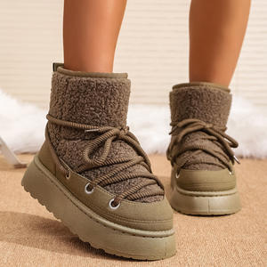 <span class=keywords><strong>Botas</strong></span> <span class=keywords><strong>de</strong></span> Nieve para Mujer, Otoño Invierno, Nuevas, Gruesas, Comercio Exterior, Talla Grande, con Tiras Cruzadas, Color Sólido, Estilo <span class=keywords><strong>Plataforma</strong></span> - Product Image 3