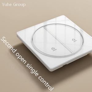 Dual Channel Glass Touch Panel Wall Lamp <b>Switch</b> Socket 86 Type with 5 Outlets Household <b>Power</b> <b>Switch</b> - Product Image 3