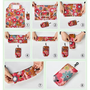 Sac de courses réutilisable et lavable en polyester avec motif de dessin animé personnalisé, facile à transporter, pliable, avec logo - Product Image 5