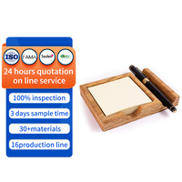 Porte-notes autocollants en bois d'acacia, distributeur de notes autocollantes de bureau, organisateur de notes autocollantes 8*8, rangement en bois pour papier à notes.