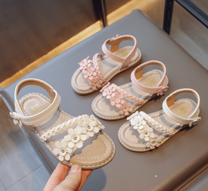 Breathable Shoe Insoles Kid Sandals Non-slip Outdoor <b>Flower</b> Woven Shoes <b>Sweet</b> Sandals Kids - Product Image 4