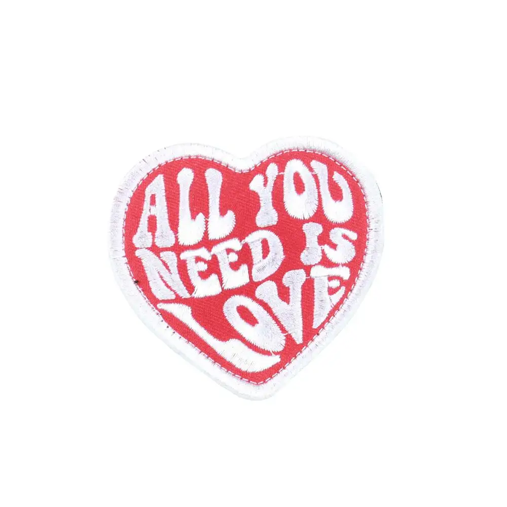 All You Need This Love Red Heart Hook And Loop Patches Wholesale Embroidery Patches Clothes Accessories Badges