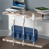 Support magnétique en silicone bleu durable pour écouteurs, organisateur de câbles adhésif de bureau, clips de câbles, LOGO OEM, vente chaude