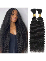 Extensions de cheveux humains Deep Wave sans trame, fibres haute température, cheveux bouclés en vrac pour tresses bohèmes