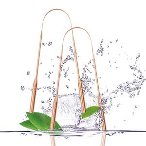 Limpiador de raspador de lengua de cobre puro 100% antimicrobiano reutilizable de higiene bucal para el tratamiento del mal aliento - Product Image 2