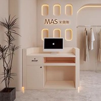Comptoir de réception simple et durable en bois pour clinique, salon de beauté, hôtel et magasin de vêtements