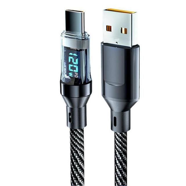 120W USB to Type C Cable Phone Super Fast Charging Cable With LED Display 100W Type-C Data Cord