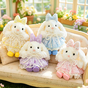 Conejito de Peluche Premium Lolita con Vestido de Encaje y Collar de Perlas, Juguete Suave Kawaii para Niñas, Regalo - Product Image 1