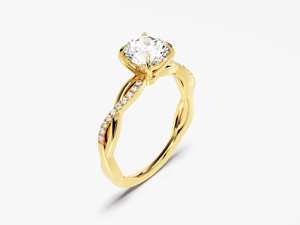 Anel de Noivado Twist Diamond em Ouro Sólido 14k 18k com Diamante Halo de 1 CT, Anel de Promessa Simples - Product Image 6