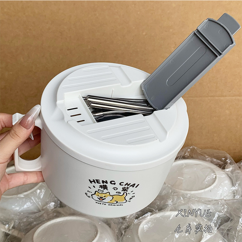 Food-grade 17cm instant noodle bowl with lid, folding tableware