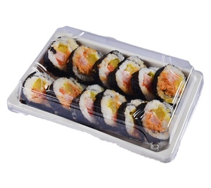 Disposable compostable sugarcane pulp takeout food sushi container sushi tray