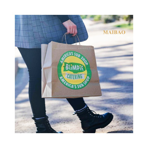 ถุงกระดาษคราฟท์สีน้ำตาลขาวกระเป๋าสำหรับใส่ของแบบหิ้วสำหรับช็อปปิ้งกระเป๋าบรรจุภัณฑ์พิมพ์โลโก้ตามสั่งสำหรับโปรโมชั่นที่มีประสิทธิภาพ - Product Image 1