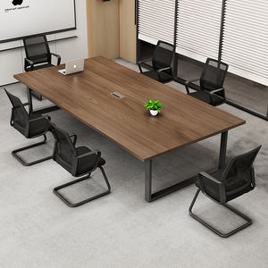 Modern Simple Wood Grain Panel Office Conference Table and Chair Set for Small Meeting <strong>Rooms</strong> or School Long Office Desk - Product Image 2