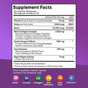 Vitamines pour la croissance des <span class=keywords><strong>cheveux</strong></span> à marque privée : Biotine, Collagène, Kératine, Acide Hyaluronique – Capsules pour Hommes, Femmes, Ongles, <span class=keywords><strong>Cheveux</strong></span> et Peau - Product Image 4
