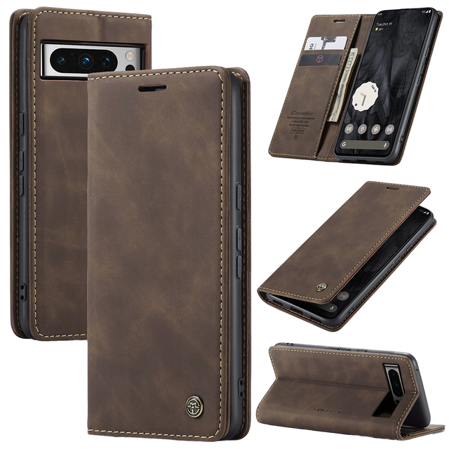 Magnetic Cards Solt Leather Wallet Case for Google Pixel 8 9 10 Pro XL 8A 7A 6A 7 6 Pro Flip Plain Book Pocket Stand Phone Cover