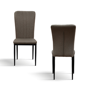 Frida <b>Chair</b> <b>Set</b> <b>Of</b> <b>6</b> Brown Tissue Upholstery Metal Base Indoor <b>Dining</b> <b>Chairs</b> - Product Image 2
