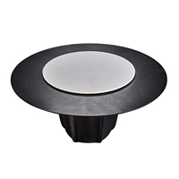 Ensemble de Table à manger style marbre, 4 pièces, noir, rond, rotatif, en bois massif, 6 places
