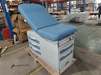 Table d'examen gynécologique électrique de style américain, hauteur réglable, pour opérations hospitalières avec tiroirs de rangement