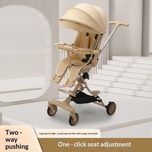 Poussette bébé avec vue haute, cadre métallique léger, pliable dans les deux sens, design à un bouton, possibilité de s'asseoir ou de s'allonger, pour 0-6 mois - Product Image 3