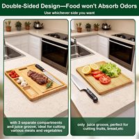 Planche à découper en bambou avec 3 compartiments, planche à découper en bois réversible avec poignée latérale, grand bloc de boucher pour la préparation des aliments