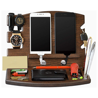 Nouvelle Tendance 2026 : Organisateur de Bureau en Bois Personnalisé, Station d'Accueil pour Téléphone et Montre en Bois pour Hommes – Cadeau Idéal