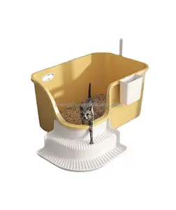 Bac à litière pour chat fermé pliable avec couvercle entrée supérieure anti-éclaboussures grande toilette pour chat avec cuillère à litière pour chat