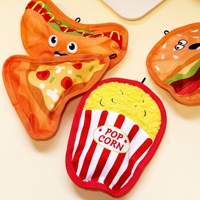 Jouet pour chien en PVC durable, à mâcher, couineur, écologique, avec son, saveur poulet, anti-ennui, en forme de sac de pizza, hamburger et frites